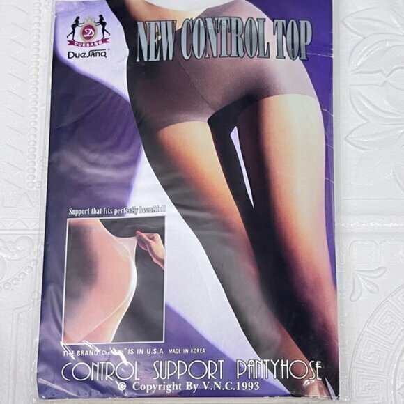 Control Top Support Pantyhose One Size WHITE Nylon Lycra Dressy VINTAGE NEW - Picture 1 of 3